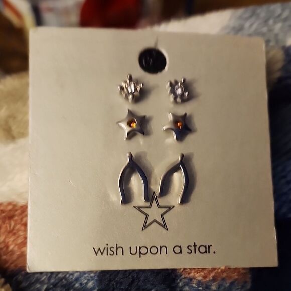 Wish Upon a Star Silver and Gold Earrings Set - Picture 1 of 3